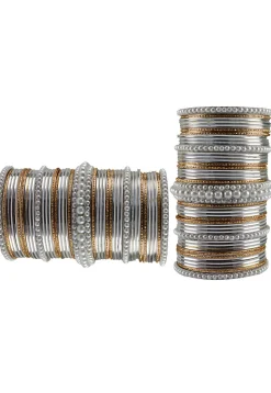 Oxidised Pearl Bangle Set