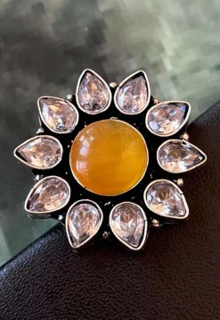 Oxidised Stone Studded Adjustable Ring