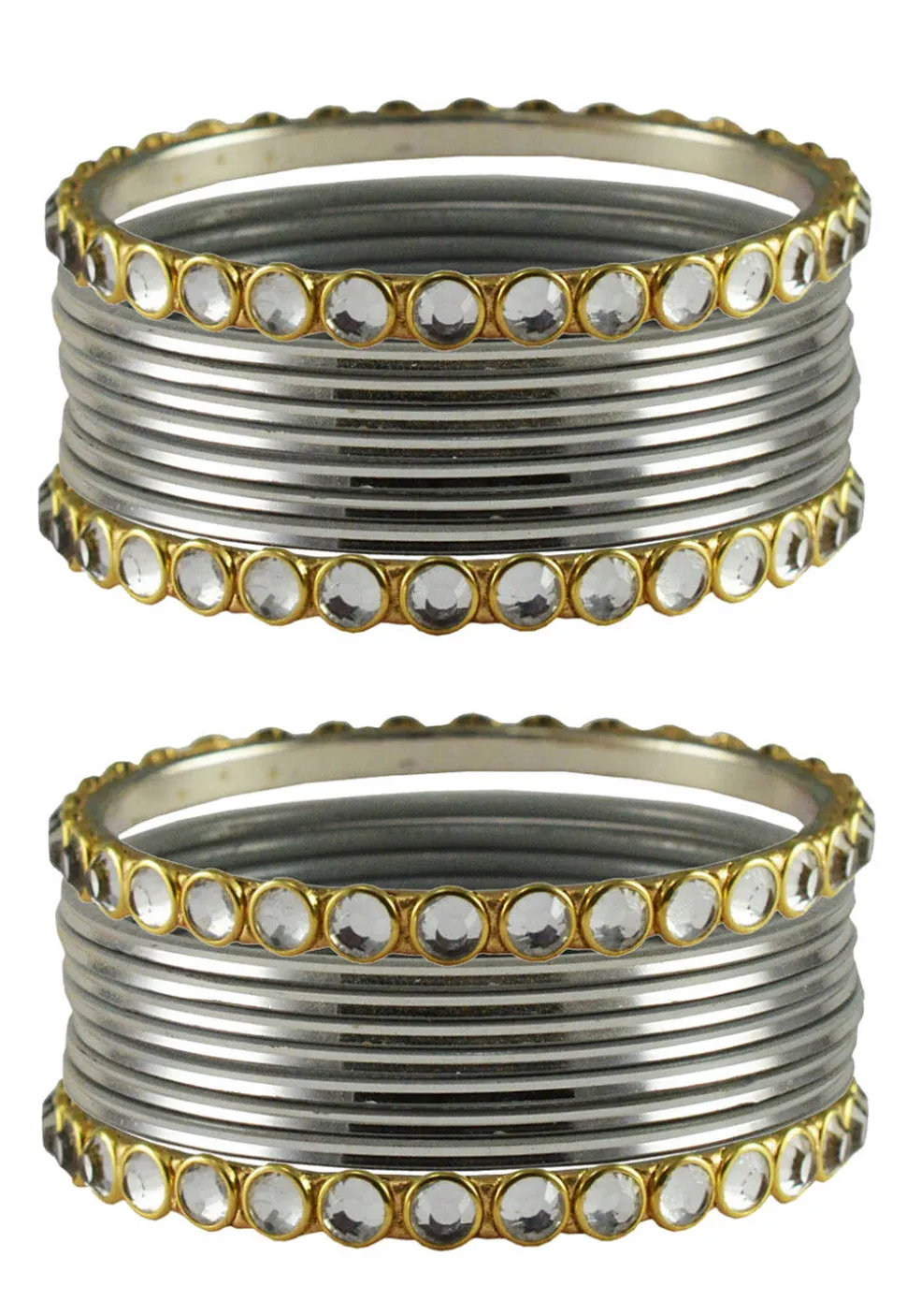 Oxidised Stone Studded Bangle Set