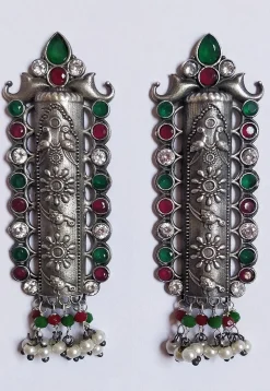 Oxidised Stone Studded Earrings