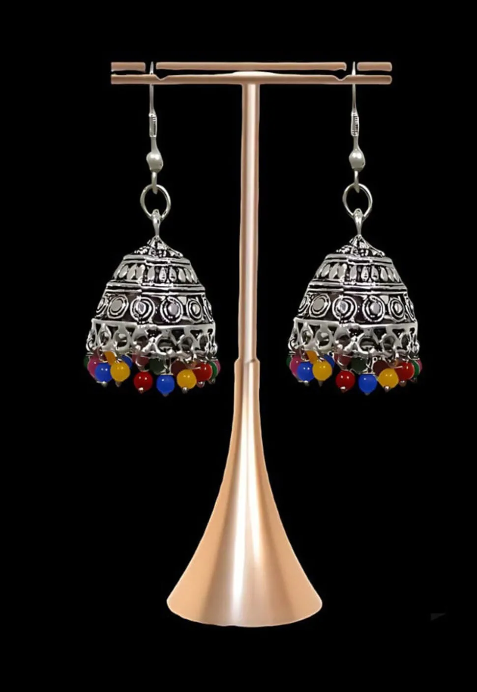 Oxidised Stone Studded Earrings