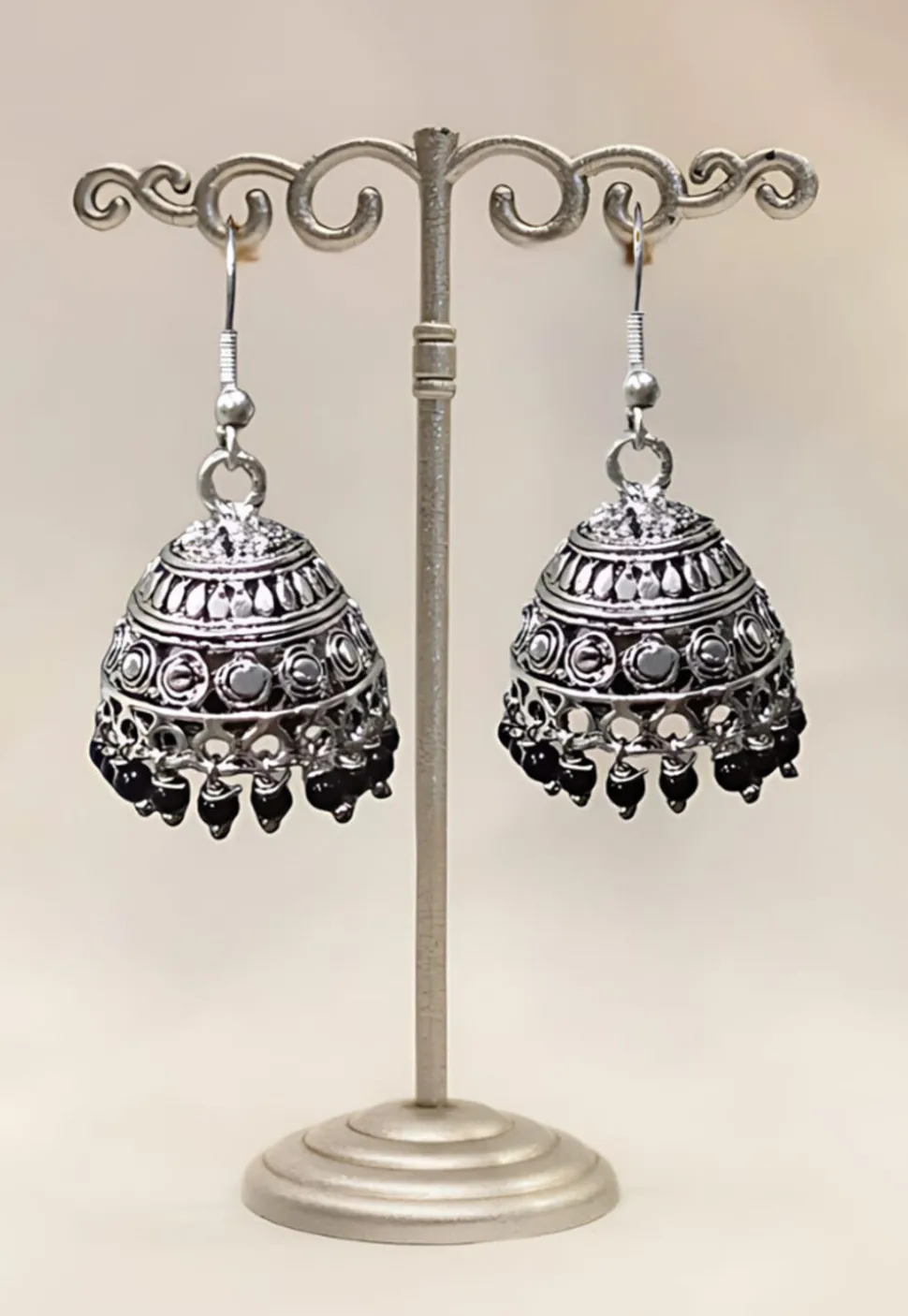 Oxidised Stone Studded Earrings