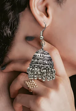 Oxidised Stone Studded Earrings