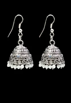 Oxidised Stone Studded Earrings