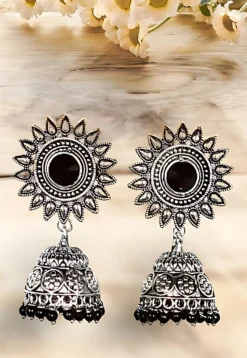 Oxidised Stone Studded Earrings