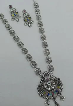 Oxidised Stone Studded Necklace Set