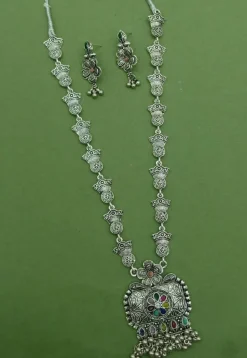 Oxidised Stone Studded Necklace Set