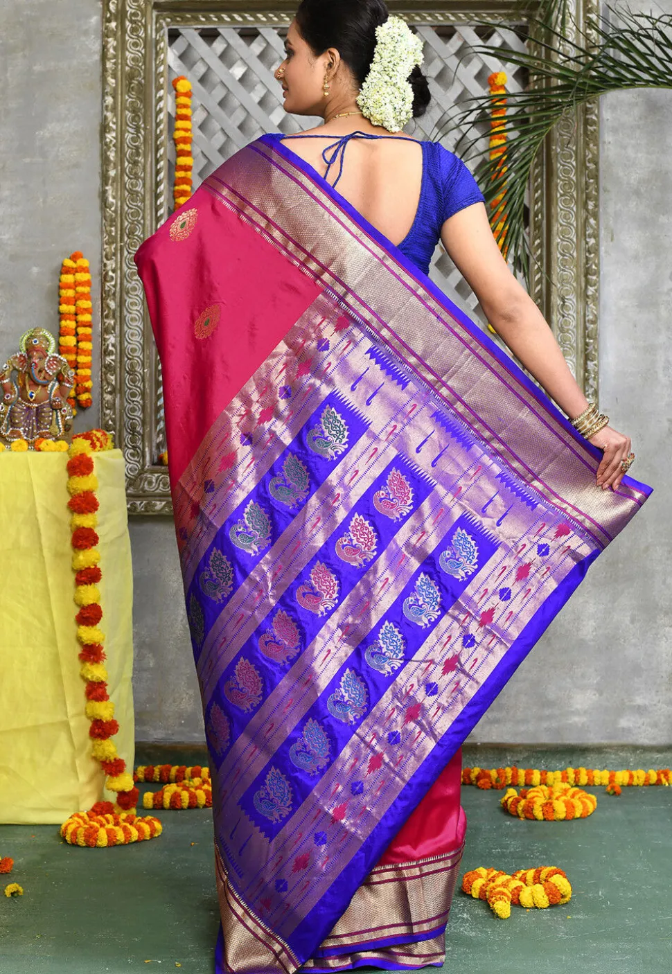Paithani Pure Silk Saree in Pink
