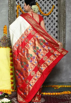 Paithani Pure Silk Saree in Cream