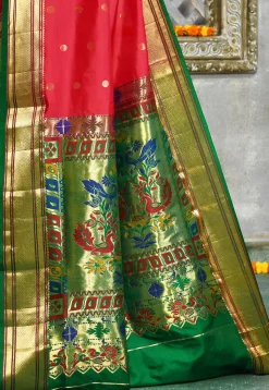 Paithani Pure Silk Saree in Red