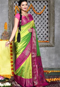Paithani Pure Silk Saree in Green