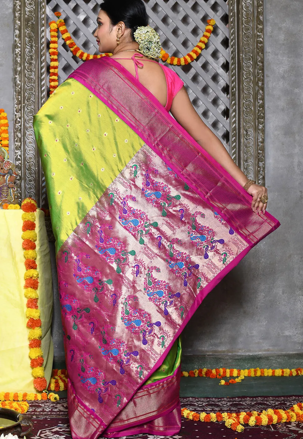 Paithani Pure Silk Saree in Green