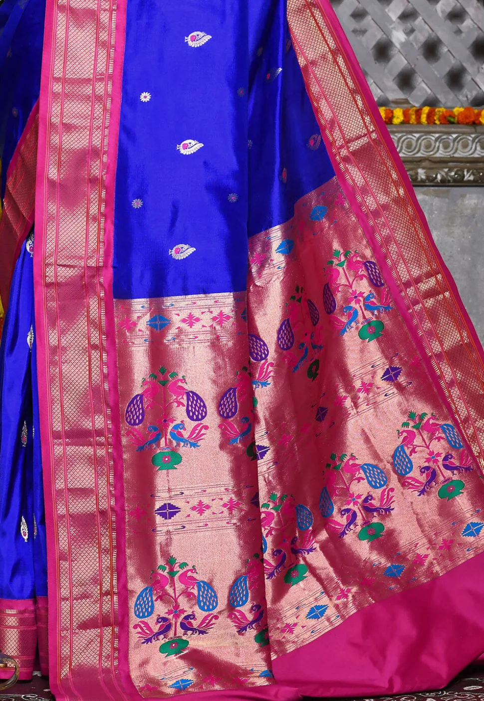 Paithani Pure Silk Saree in Royal Blue