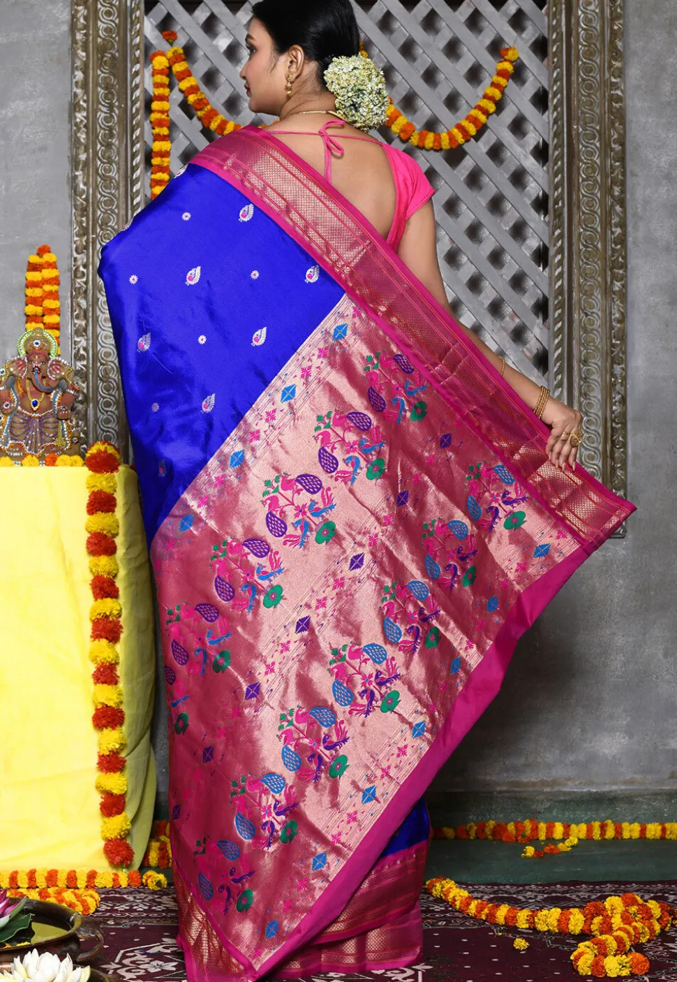 Paithani Pure Silk Saree in Royal Blue