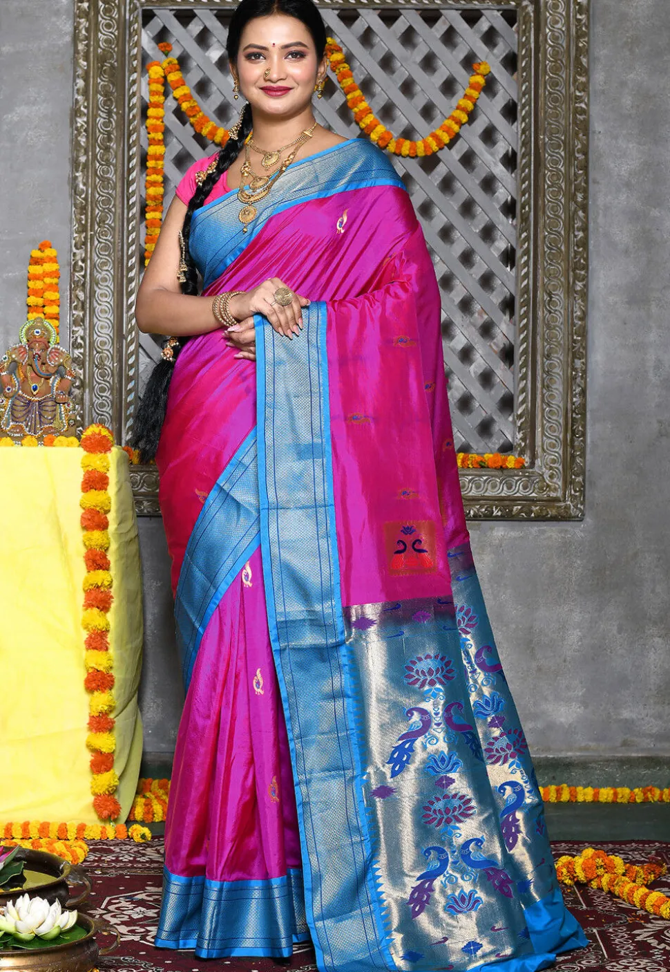 Paithani Pure Silk Saree in Magenta