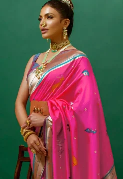 Paithani Saree in Fuchsia