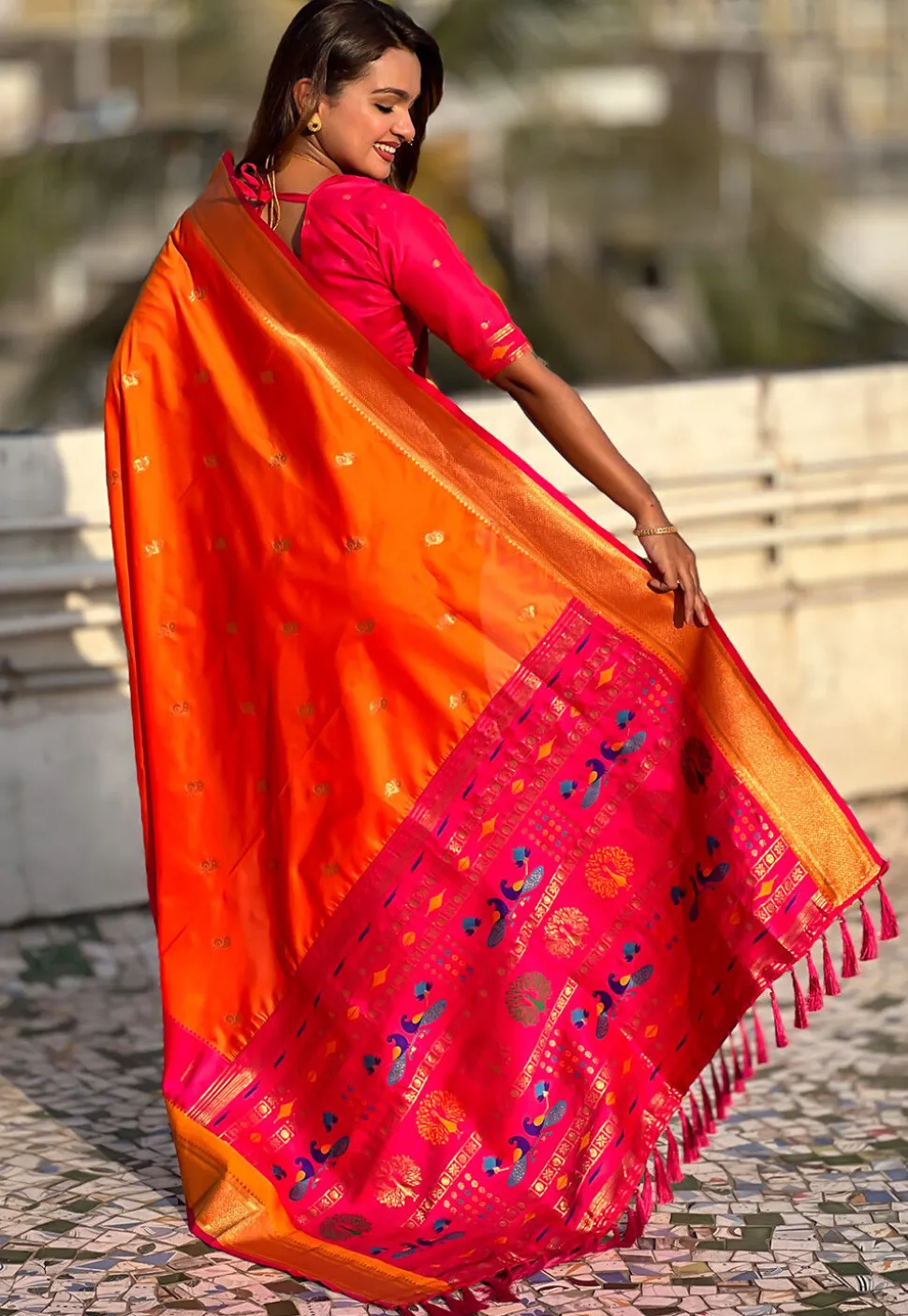Paithani Saree in Orange