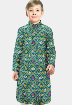 Patola Printed Art Silk Straight Kurta in Sea Green