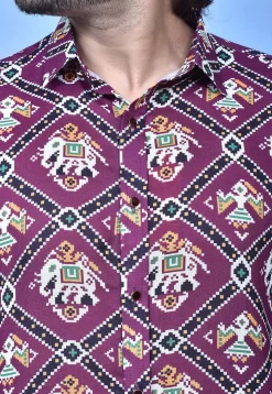 Patola Printed Cotton Shirt in Purple