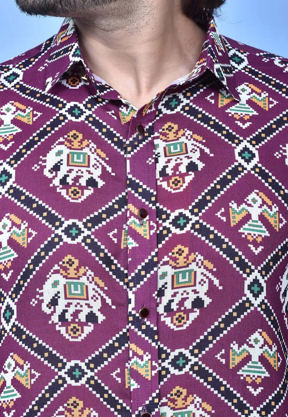 Patola Printed Cotton Shirt in Purple