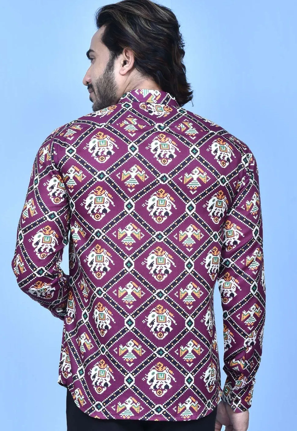 Patola Printed Cotton Shirt in Purple