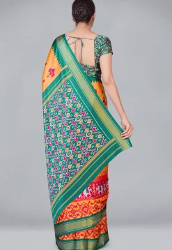 Patola Printed Crepe Saree in Light Orange