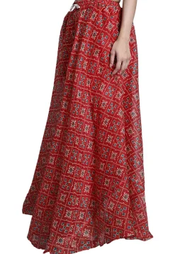 Patola Printed Kota Doria Skirt in Red