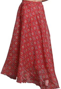 Patola Printed Kota Doria Skirt in Red