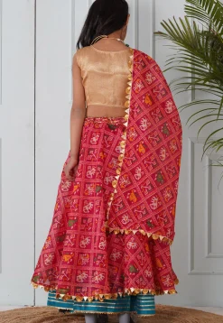 Patola Printed Kota Silk Lehenga in Pink