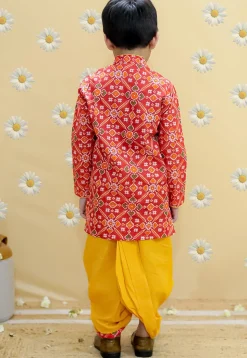Patola Printed Pure Cotton Kurta Set in Red