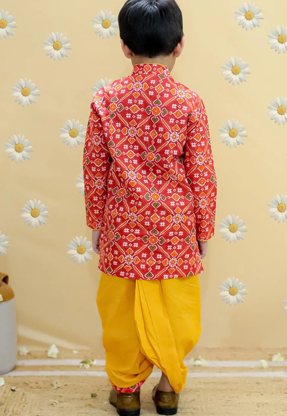 Patola Printed Pure Cotton Kurta Set in Red