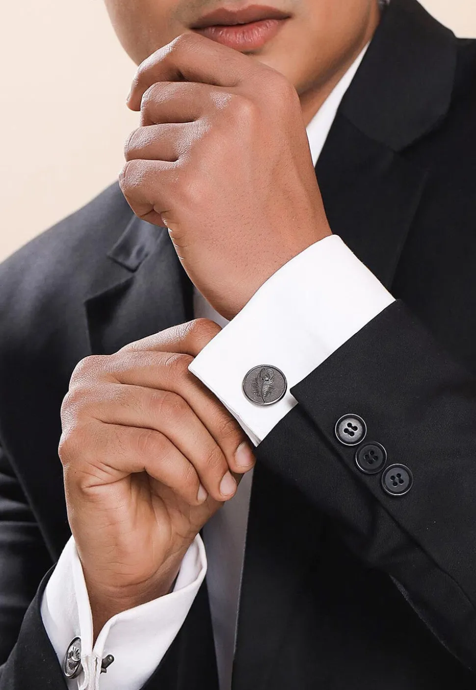 Peacock Grace Metallic Cufflink Pair