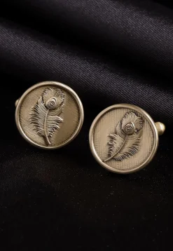 Peacock Grace Metallic Cufflink Pair