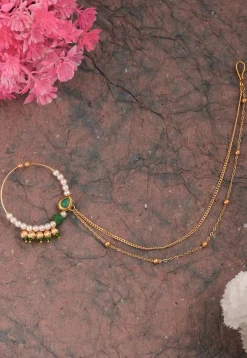 Pearl Nose Ring with Layered Chain