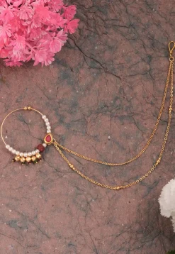 Pearl Nose Ring with Layered Chain