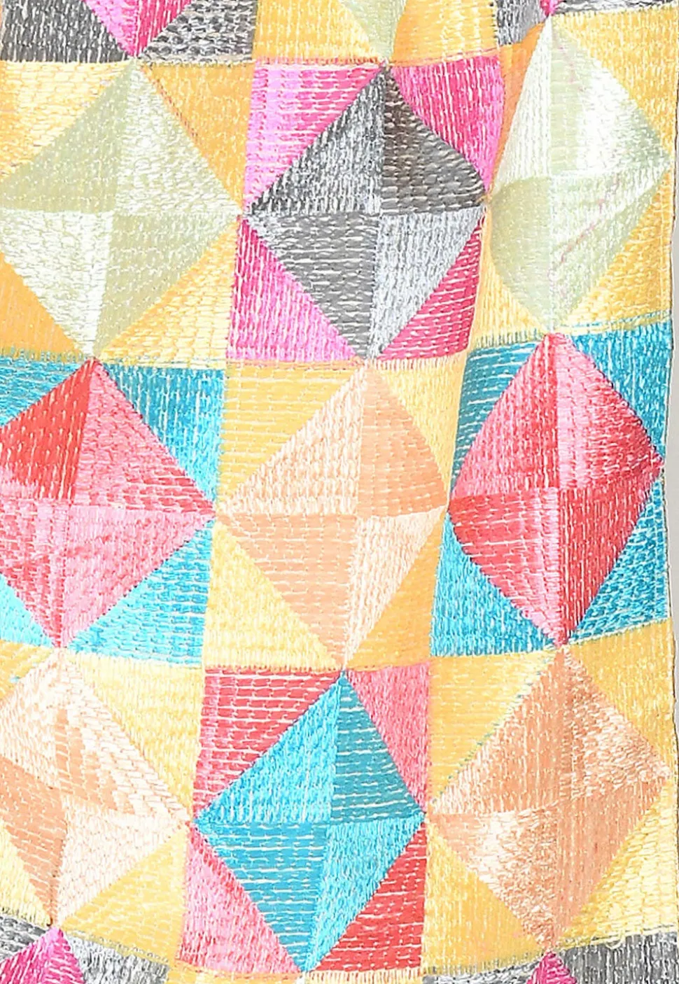 Phulkari Embroidered Cotton Dupatta in Multicolor