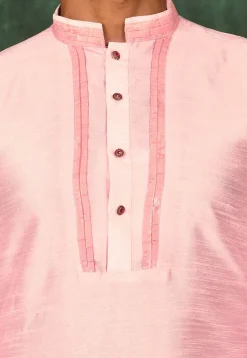 Pintucked Art Silk Dhoti Kurta in Pink
