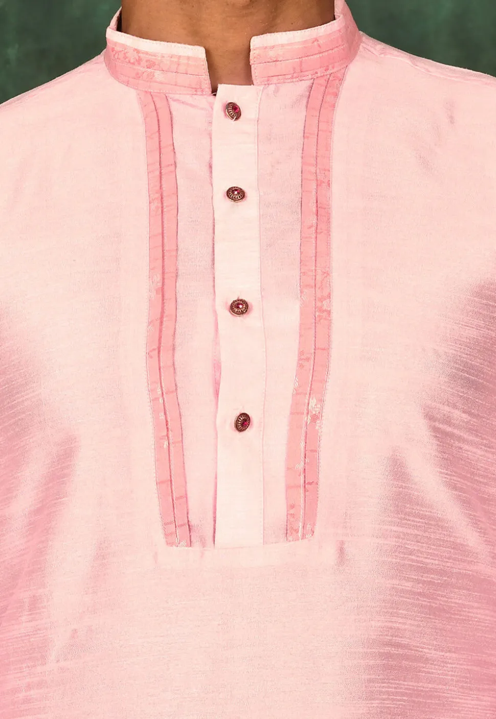 Pintucked Art Silk Dhoti Kurta in Pink