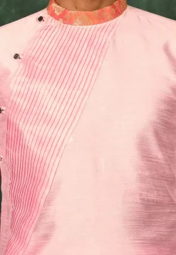 Pintucked Art Silk Dhoti Kurta in Pink