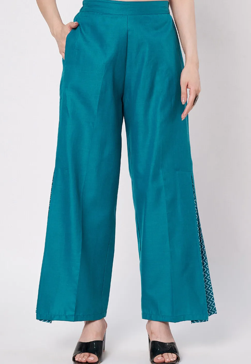 Pintucks Cotton Co Ord Set in Teal Blue