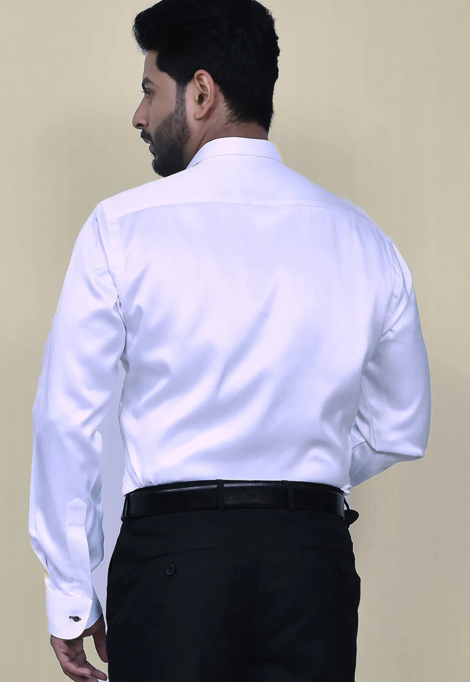 Pintucks Cotton Silk Shirt in White