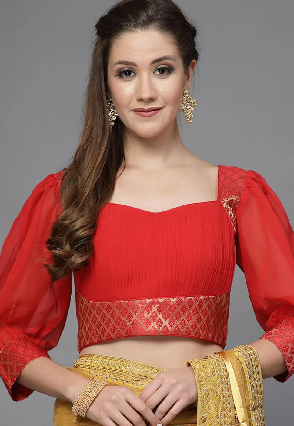 Pintucks Georgette Blouse in Red