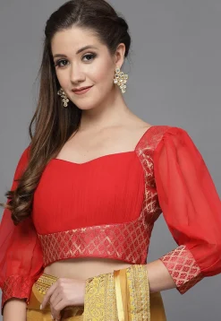Pintucks Georgette Blouse in Red