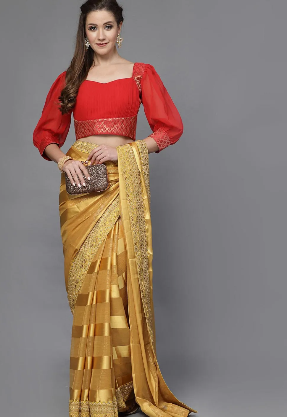 Pintucks Georgette Blouse in Red