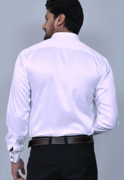 Pintucks Satin Shirt in White
