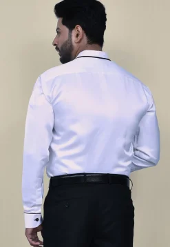 Pintucks Satin Shirt in White
