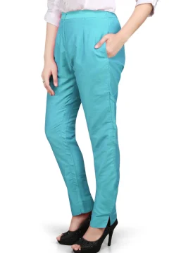Plain Art Bhagalpuri Silk Pant in Blue