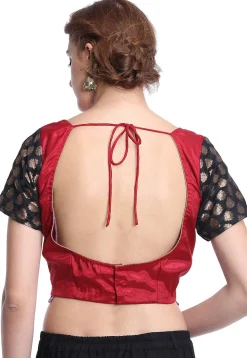 Plain Art Silk Blouse in Maroon