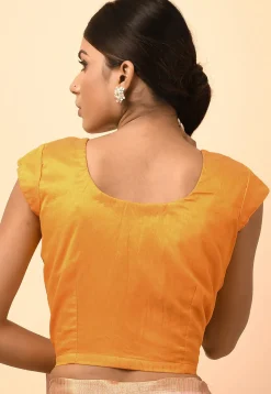 Plain Art Silk Blouse in Orange