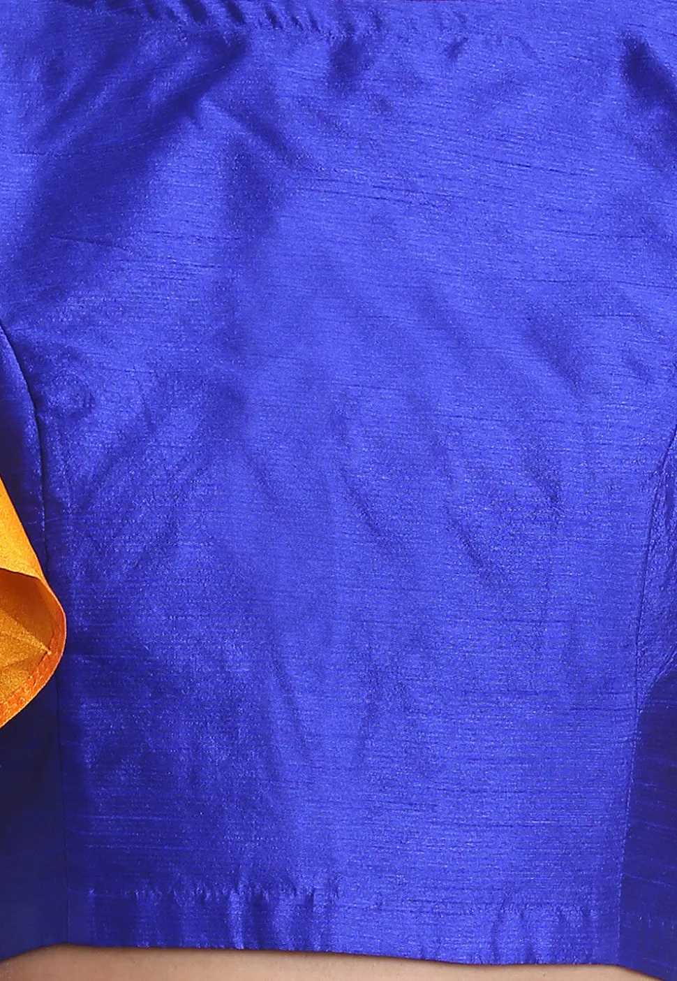 Plain Art Silk Blouse in Royal Blue and Orange